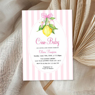 Convite Coquette Limão Rosa Ciao Baby Shower