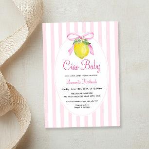 Convite Coquette Limão Rosa Ciao Baby Shower