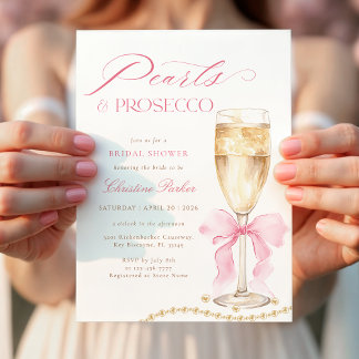 Convite Coquette Pearls and Prosecco Bridal Shower