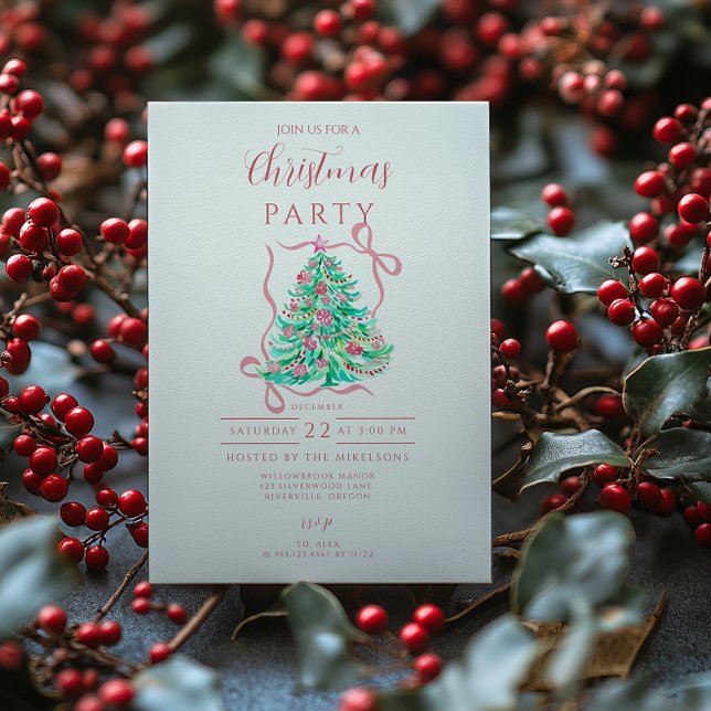 Convite Coquette Pink Bow Christmas (Criador carregado)