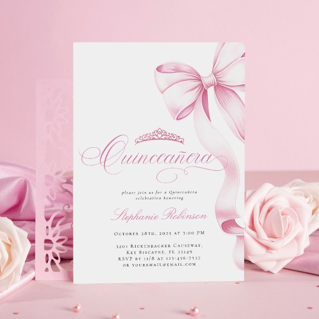 Convite Coquette Pink Quinceañera (Criador carregado)