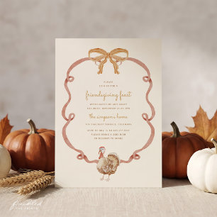 Convite Coquette Ribbon & Bow Friendsgiving