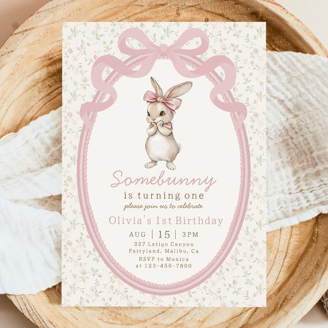 Convite Coquette Some Bunny 1st Birthday Invitation (Criador carregado)