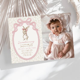 Convite Coquette Some Bunny 1st Birthday Photo Invitation