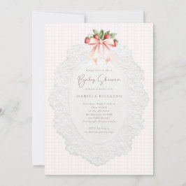 Convite Coquette Strawberry Baby Shower Invitation