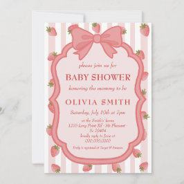 Convite Coquette Strawberry Berry Sweet Pink Baby Shower 