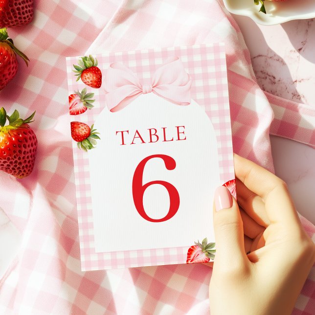 Convite Coquette Strawberry Table Numbers (Criador carregado)