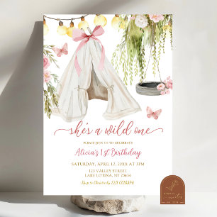 Convite Coquette Teepee Wild One Girl Primeiro Aniversário