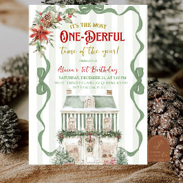 Convite Coquette Verde Oliva Natal Doce Primeiro Aniversár
