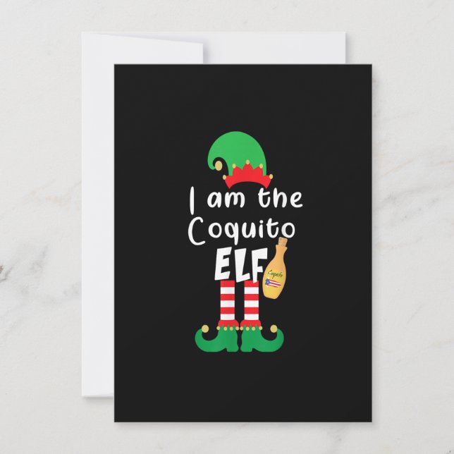 Convite Coquito ELF Engraçado Porto Rico Correspondendo Na (Frente)