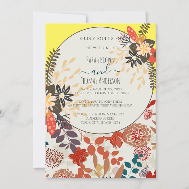 CONVITE COR AMARELO BOHO FLORAL (Frente)