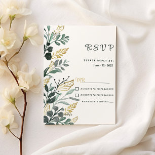 Convite Cor aquática botânica verde-ouro verde-verde-verde