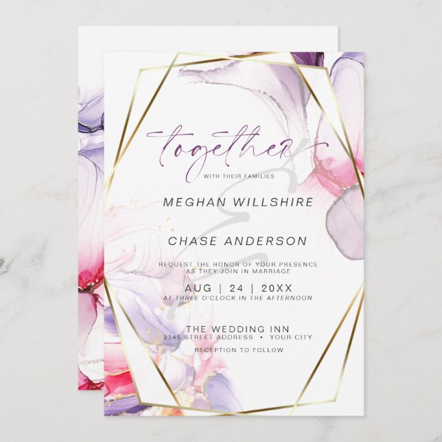 Convite Cor da Água do Álcool Lilídrico Rosa Crônica (Frente/Verso)