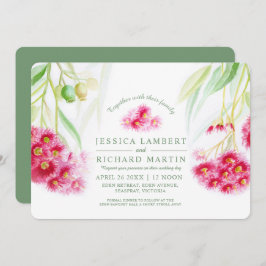 Convite Cor da água do noz do eucalipto rosa-vermelho