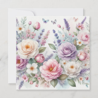 Convite Cor da água floral em cores pastosas moles