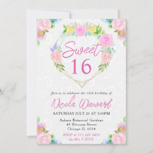 Convite Cor da Água Rosa e Amarelo Verruga Doce 16