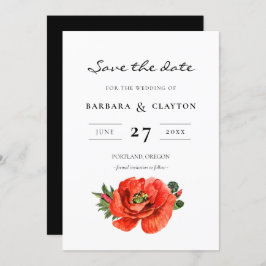 Convite Cor d'água da papoila vermelha Salve a data