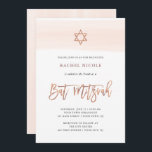 Convite Cor d'água| Faux Rosa Dourado Bat Mitzvah<br><div class="desc">Este convite do Bat Mitzvah apresenta uma aparência cor-de-água cor-de-rosa,  com falso rosa Gold moderna escrita à mão e Star of David.</div>