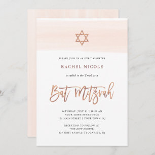 Convite Cor d'água  Faux Rosa Dourado Bat Mitzvah