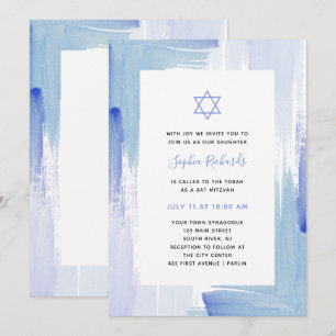 Convite Cor de Água Azul  Bat Mitzvah