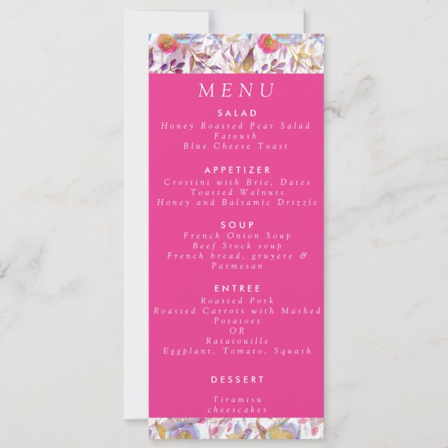 Convite Cor de água elegante, cor de rosa e branco (Frente)