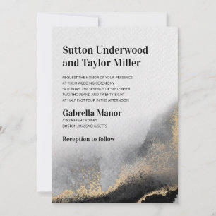 Convite Cor de Água Negra e Dourada Moderna