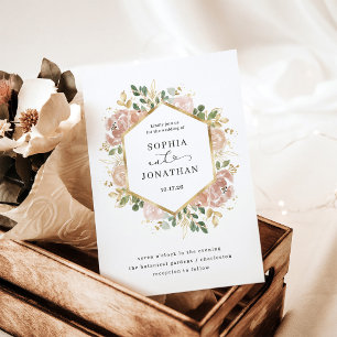 Convite Cor de Água Neutra Branco Floral Casamento
