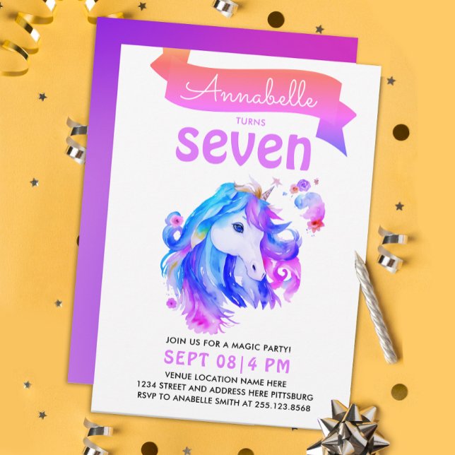Convite Cor-de-água rosa-branca-rosada-púrpura Unicórnio f (Criador carregado)