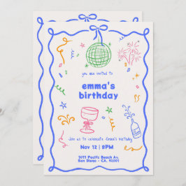 Convite Cor de aniversário do Disco Whimsical