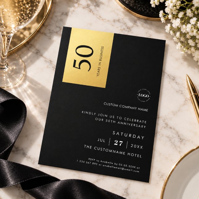 Convite Cor de Bloco Dourado Preto Festa de Aniversário Em (Criador carregado)