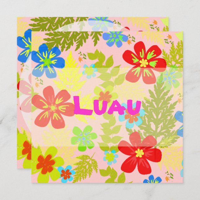 Convite Cor de fundo da selva do Havaí PixDezines (Frente/Verso)