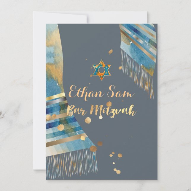 Convite Cor de fundo PixDezines DIY/Tallit/Mitzvah (Frente)