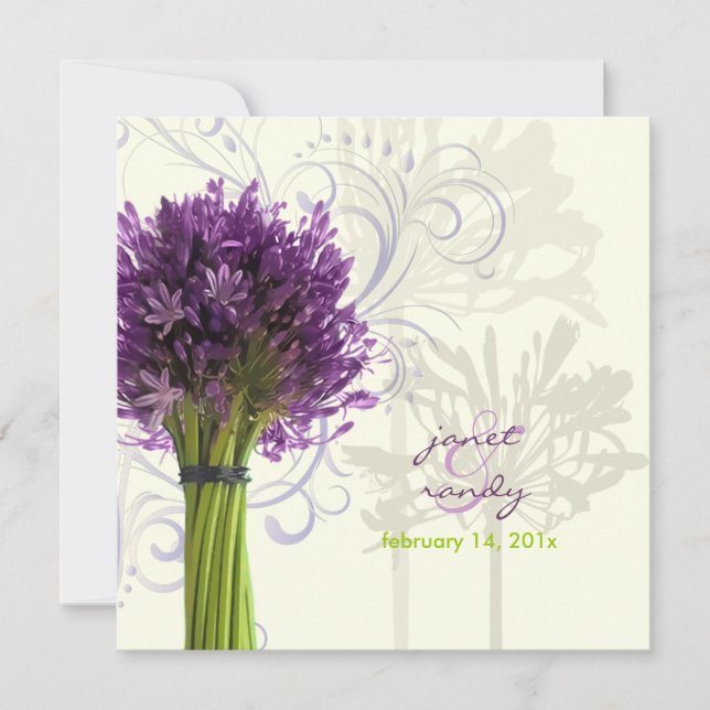 Convite Cor de fundo PixDezines Purple Agapanthus/DIY (Frente)