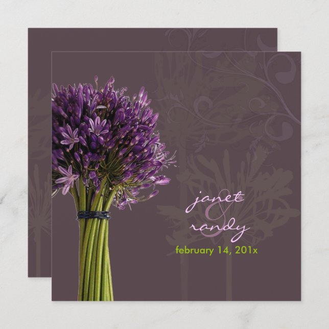 Convite Cor de fundo PixDezines Purple Agapanthus/DIY (Frente/Verso)