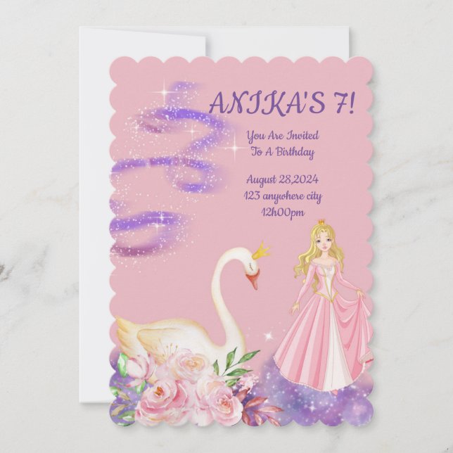 CONVITE COR DE PEACH DE PRÍNCIPE DE ANIVERSÁRIO (Frente)