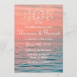 Convite cor-de-rosa, azul & roxo da praia de Ombre