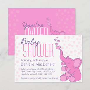 Convite cor-de-rosa bonito do chá de fraldas