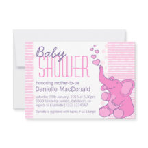 Convite cor-de-rosa bonito para chá de fraldas de