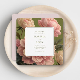 Convite Cor-de-rosa Casamento Vintage Olive & Rosa