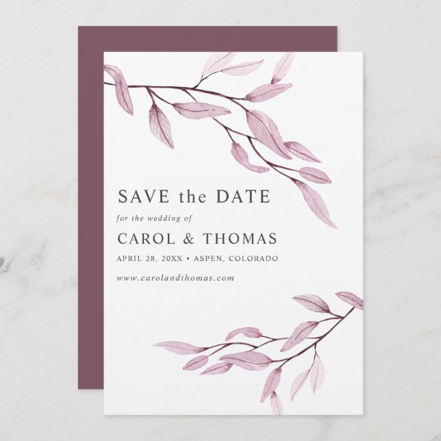 Convite Cor-de-rosa | cic VERTICAL salvar data (Frente/Verso)