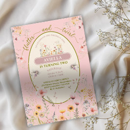Convite cor-de-rosa de meninas de fantasia de flor