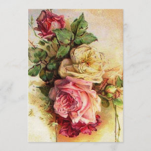 Convite cor-de-rosa do casamento do buquê do