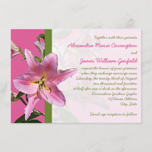 Convite cor-de-rosa do casamento do lírio do