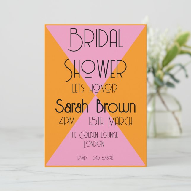 Convite &Cor-de-rosa do chá de panela (Em pé/Frente)