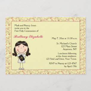 Convite cor-de-rosa do comunhão da menina do