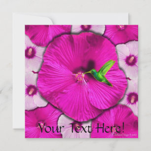 Convite cor-de-rosa do hibiscus e do colibri