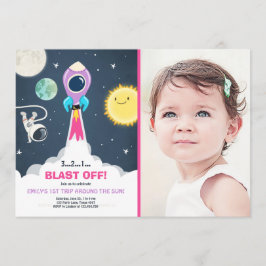 Convite cor-de-rosa do primeiro aniversario da