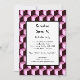 Convite Cor de rosa doce 16 festas de aniversário