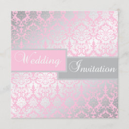 Convite cor-de-rosa e cinzento do casamento tema