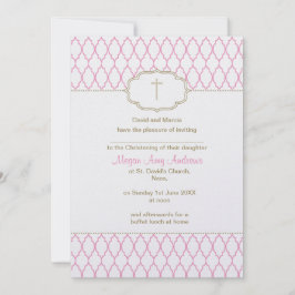 Convite cor-de-rosa e Dourado do baptismo do